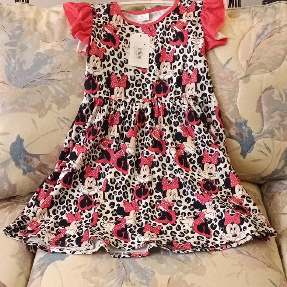Minnie Mouse Pink and White Leopard Print Dress